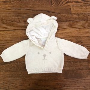 Adorable Janie + Jack bear hooded sweater; 6-12m